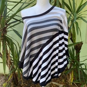 Black White Gray Poncho Topper